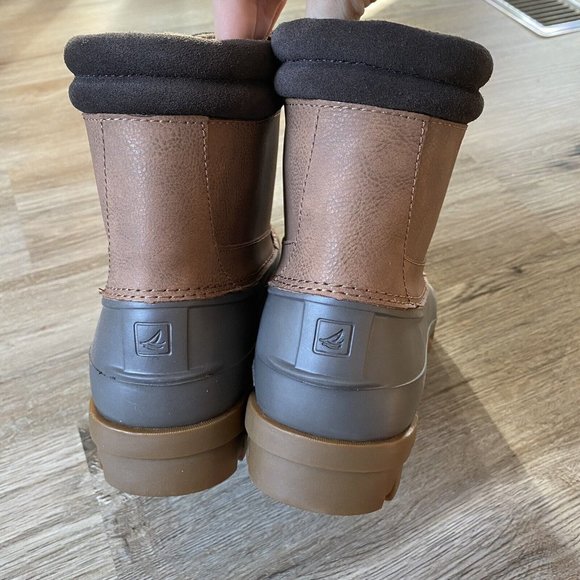 New Sperry Brewster Dark Tan Brown Waterproof Duck Boots STS14140 Size 10.5 - Picture 8 of 12